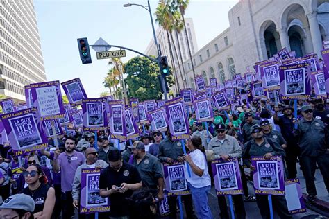 Thousands of Los Angeles city workers walk off job for 24 hours alleging unfair labor practices